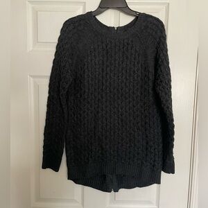 Dex 1963 size small Dark Grey Cable Knit Women's Sweater w Zipper down on back